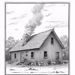 a drawing of a smoke coming from a chimney