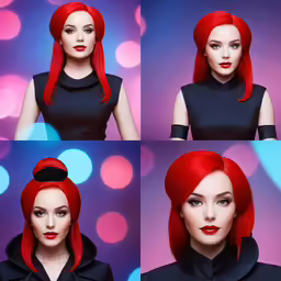 different stages of the head of an red haired woman