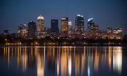 a large city with tall buildings at night