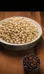 the two metal bowls are full of cereal