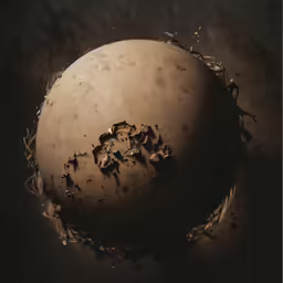 a baseball with dirt inside on a dark background