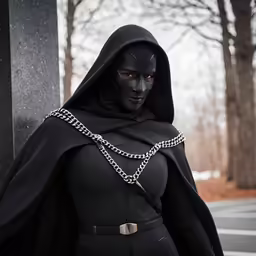 a person dressed as batman and wearing a hood