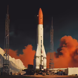 a space shuttle on top of an astronomical system