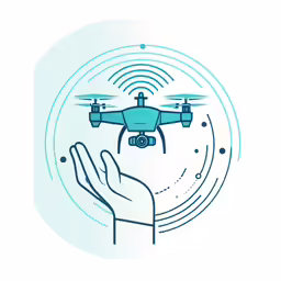 a hand holding a small blue remote controlled plane