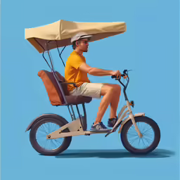 a man on a folding bike with a canopy on the back