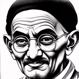 a penciled drawing of a man with glasses and a hat