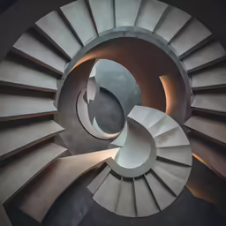 an abstract photo of some stairs with a circular opening