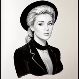 a drawing of the famous blond blond woman wearing a hat