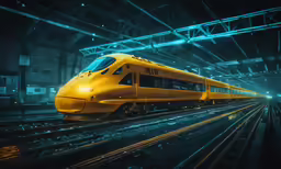 a modern commuter train going through the station