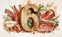 an image of the number six surrounded by different foods