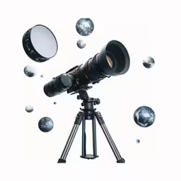 a black tripod with lots of spheres around it