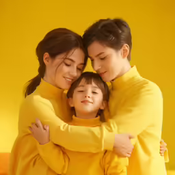 mother and son embracing each other over the shoulder