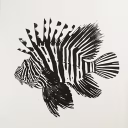 a black and white striped fish with stripes,a black and white drawing of a zebra fish