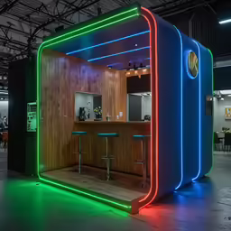 a large open bar with different lights on it