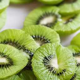 the pieces of kiwis have white and black tips