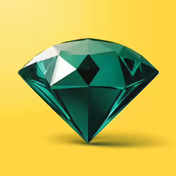 a large shiny green diamond in an illusionly designed pose
