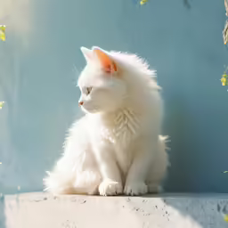the cat is sitting down and looking around