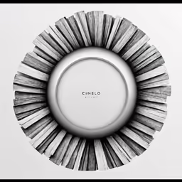 a circular photo made with multiple strips of wood