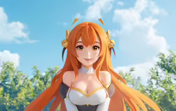 anime image with long hair and white top