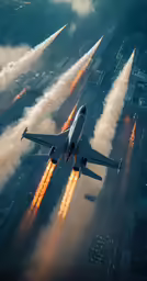an airplane is taking off in the sky