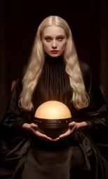 a woman holding an egg in her hands