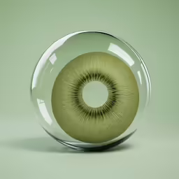 a round object with a black center and a clear base