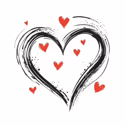 the heart is made of red hearts on white