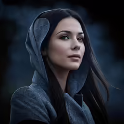 a young lady wearing a grey hooded jacket
