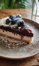 there is a small slice of cake on the plate