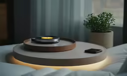 there is an electronic device sitting on top of the table
