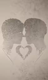 two people in silhouettes make a heart shaped