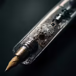 a pencil sitting on top of a mechanical device