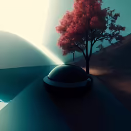 there is a red tree in the sky