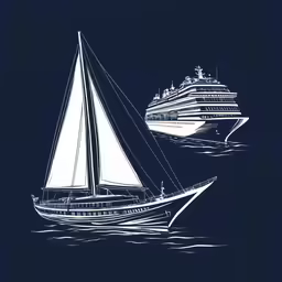 a boat on the water with a ship in the background