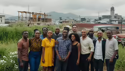 a group of people posing for the camera
