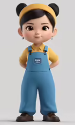 a character that looks like a woman wearing blue overalls and yellow top
