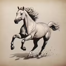 a running horse that has the body of a horse in full flight