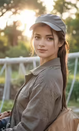 a girl sitting in a wheelchair and posing for a photo