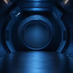 an underground space is shown with blue light