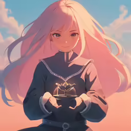 the anime character, fate is dressed in a futuristic dress
