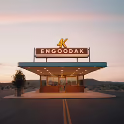 an old fashioned building has a large neon sign