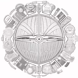 an architectural drawing of a globe, with many cars around it,a drawing of the world in different positions and settings