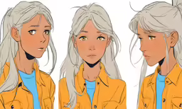 four stages of a blonde girl with gray hair