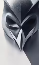 an artistic sculpture consisting of shapes that looks like the face of a horned animal