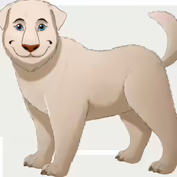 the drawing shows a dog with a white puppy face