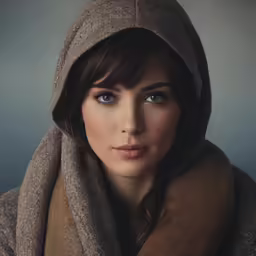 a woman with her head covered in a blanket