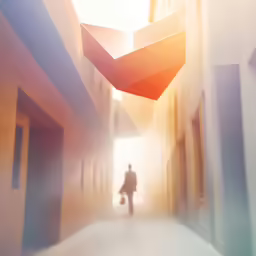 an abstract picture of a person in a dark alley