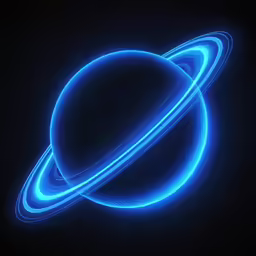 a bright blue light reflecting the planets rings