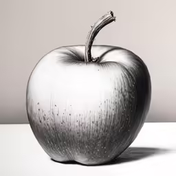 an apple sitting on top of a white table
