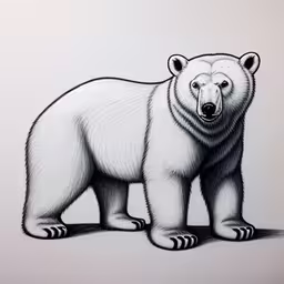 a drawing of a polar bear with eyes wide open,there is an illustration of a polar bear